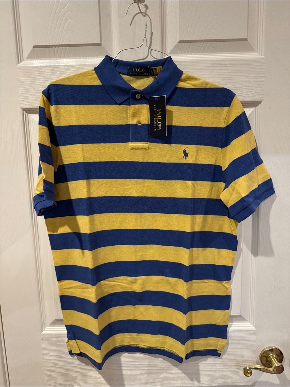 Polo by Ralph Lauren Blue & Yellow Horizontal Stripe Polo